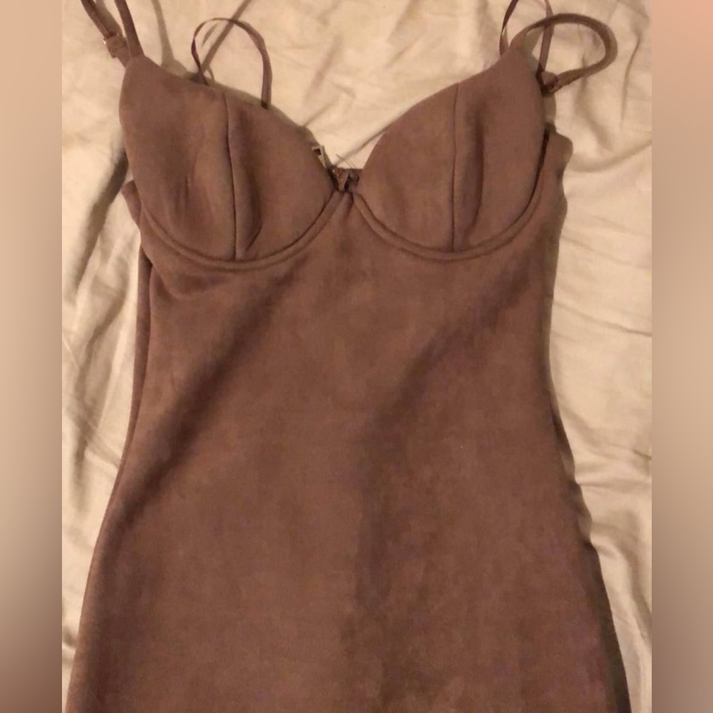 Windsor Suede Bodycon Midi dress (taupe)